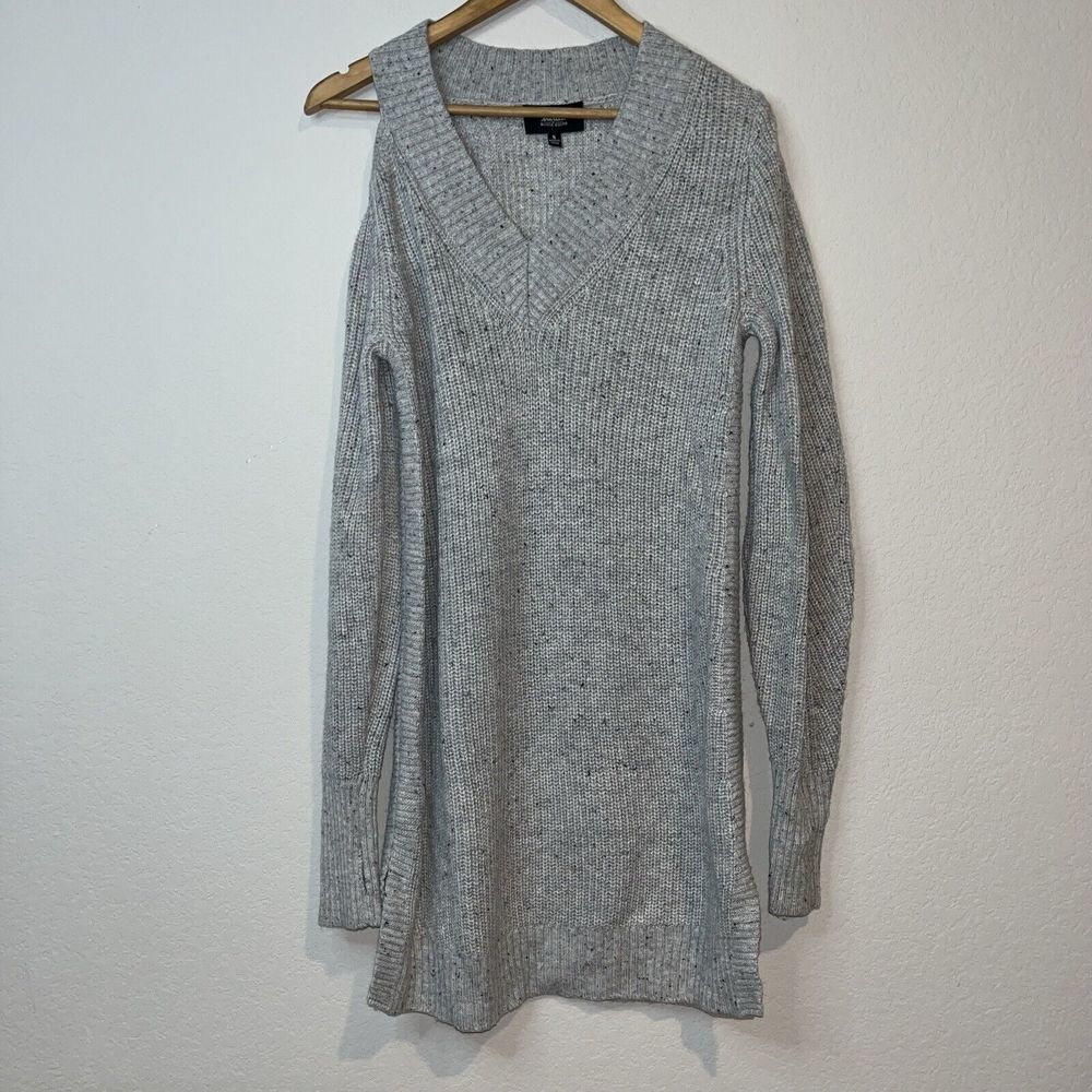 Marled by Olivia Culpo Small cut out sweater dress speckled gray black